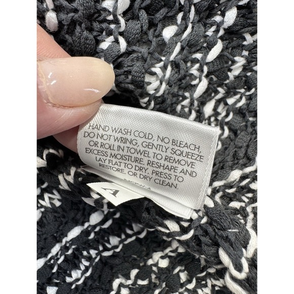 Eileen Fisher 100% Cotton Knit Cardigan Sweater Black White‎ Textured Size 1x - Picture 11 of 14